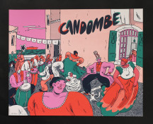 affiche serigraphie danse tambour candombe argentine dessin par Sole Otero